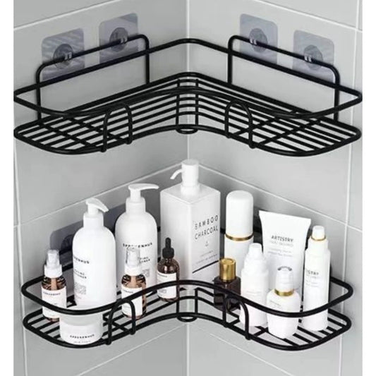Kit De 2/3/4/5 Suportes Porta Shampoo Organizador De Metal Para Banheiro Cozinha Prateleira Com Adesivos